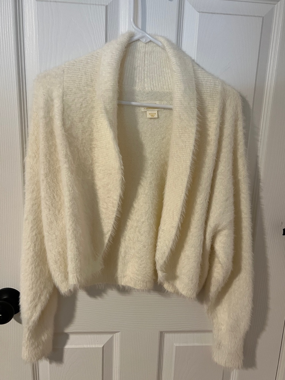 Maeve Ivory Plush Open-Front Cardigan